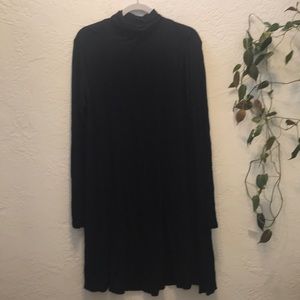 Black Turtleneck Long Sleeve Shift / Skater Dress